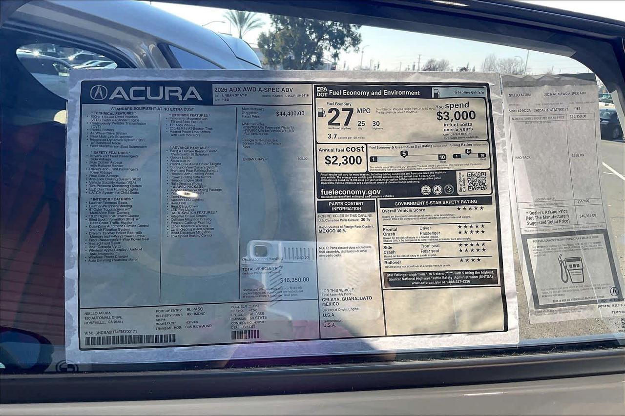 2026 Acura ADX w/A-Spec Advance Package Roseville CA