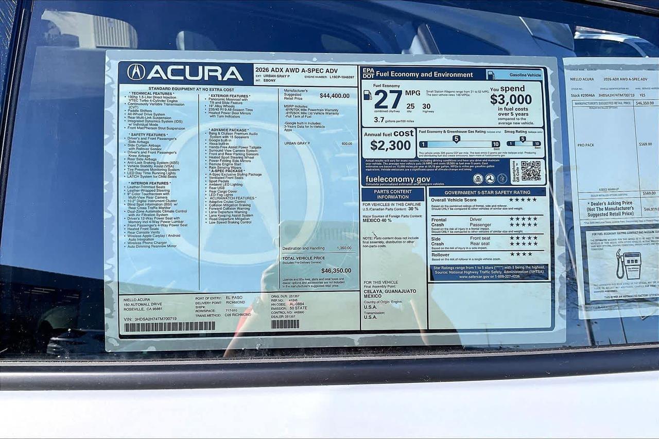 2026 Acura ADX w/A-Spec Advance Package Roseville CA