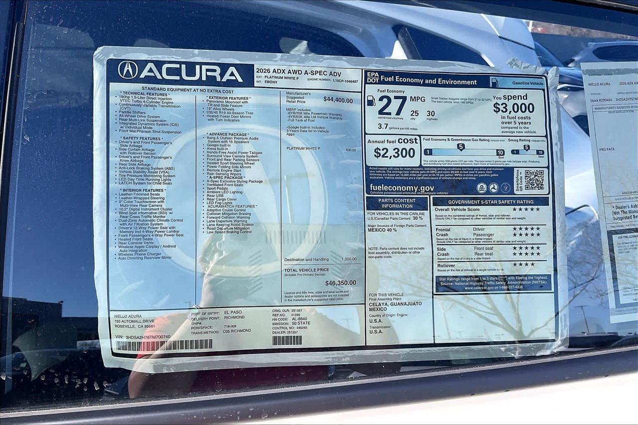 2026 Acura ADX w/A-Spec Advance Package Roseville CA