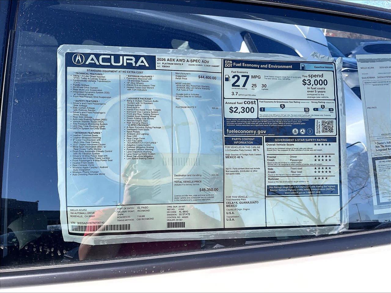 2026 Acura ADX w/A-Spec Advance Package Roseville CA