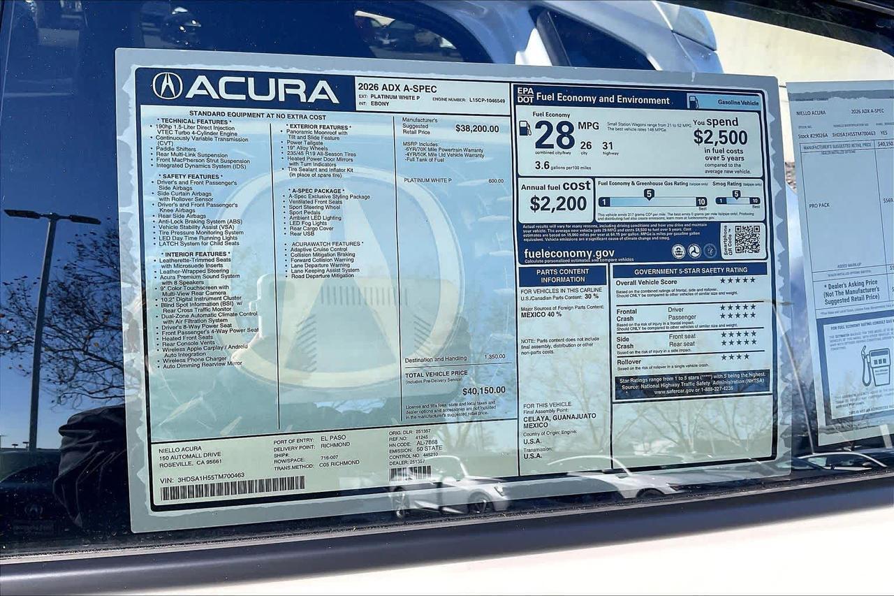 2026 Acura ADX w/A-Spec Package Roseville CA