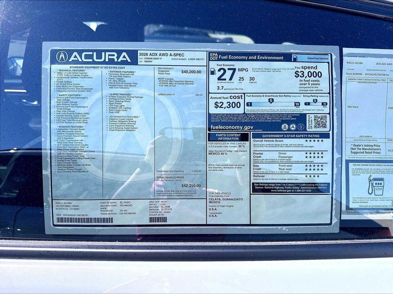 2026 Acura ADX w/A-Spec Package Roseville CA