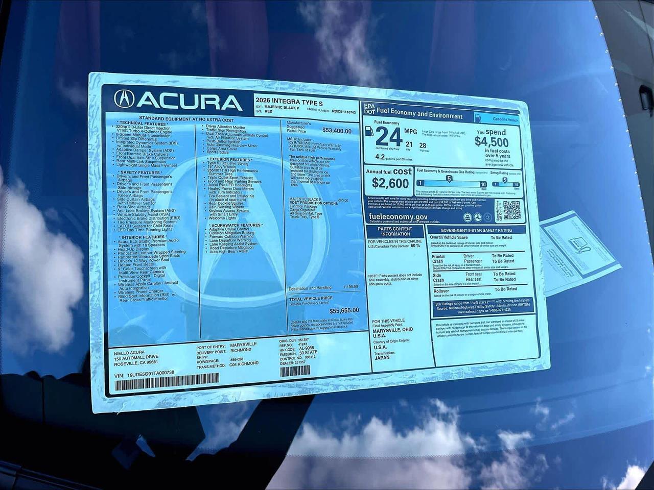 2026 Acura Integra Type S Roseville CA