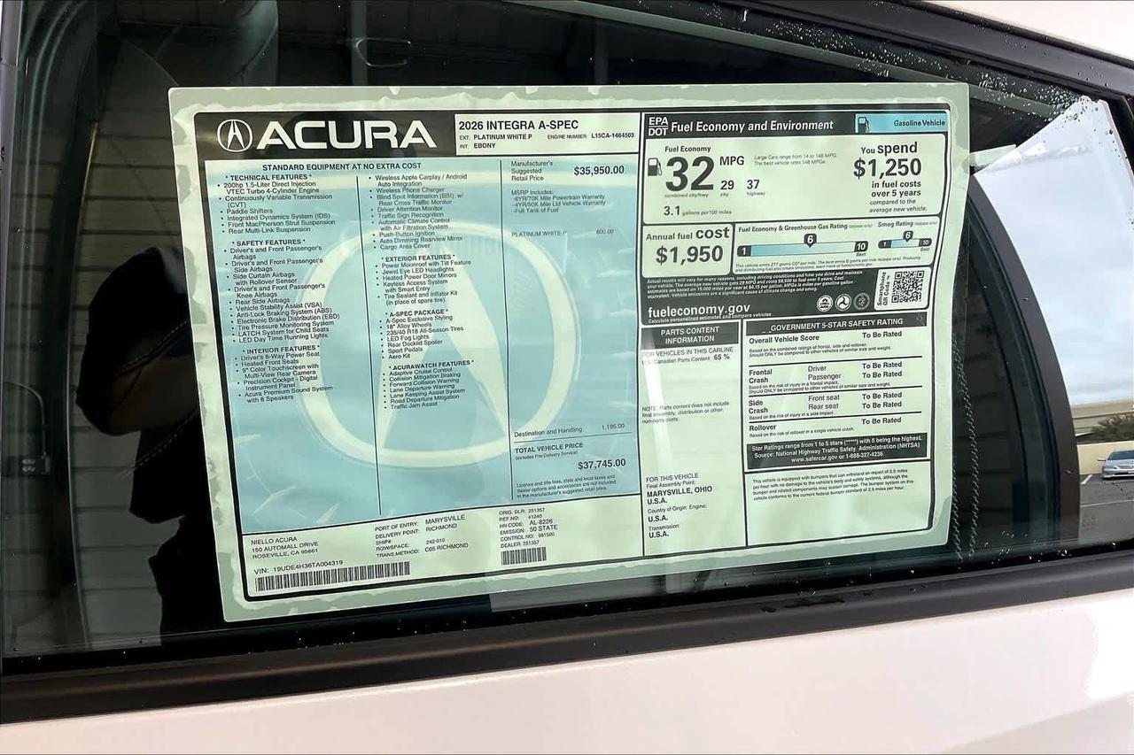 2026 Acura Integra w/A-Spec Package Roseville CA