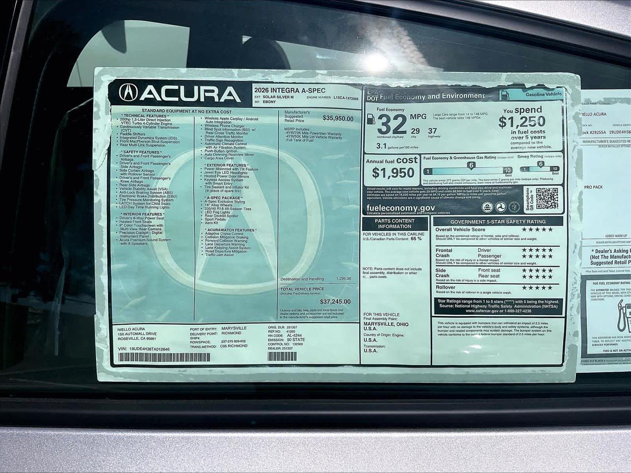 2026 Acura Integra w/A-Spec Package Roseville CA
