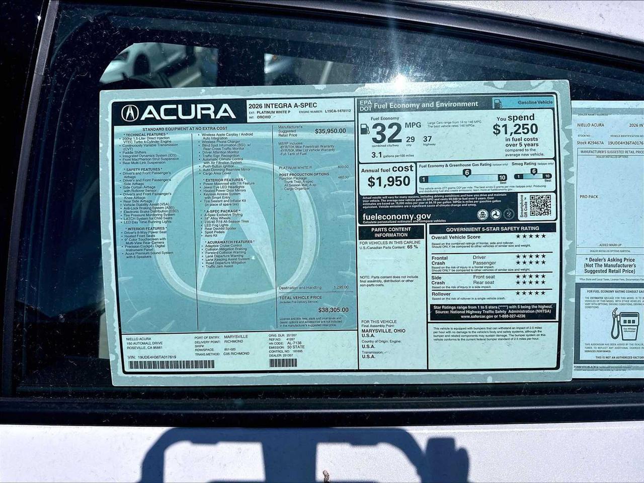 2026 Acura Integra w/A-Spec Package Roseville CA