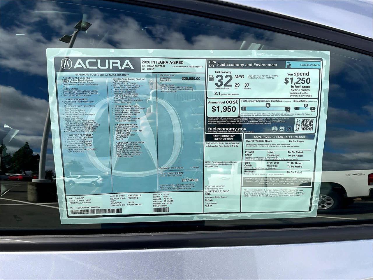 2026 Acura Integra w/A-Spec Package Roseville CA