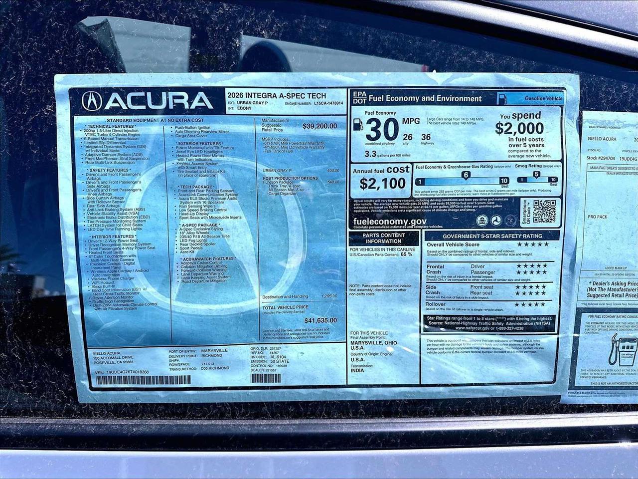 2026 Acura Integra w/A-Spec Technology Package Roseville CA
