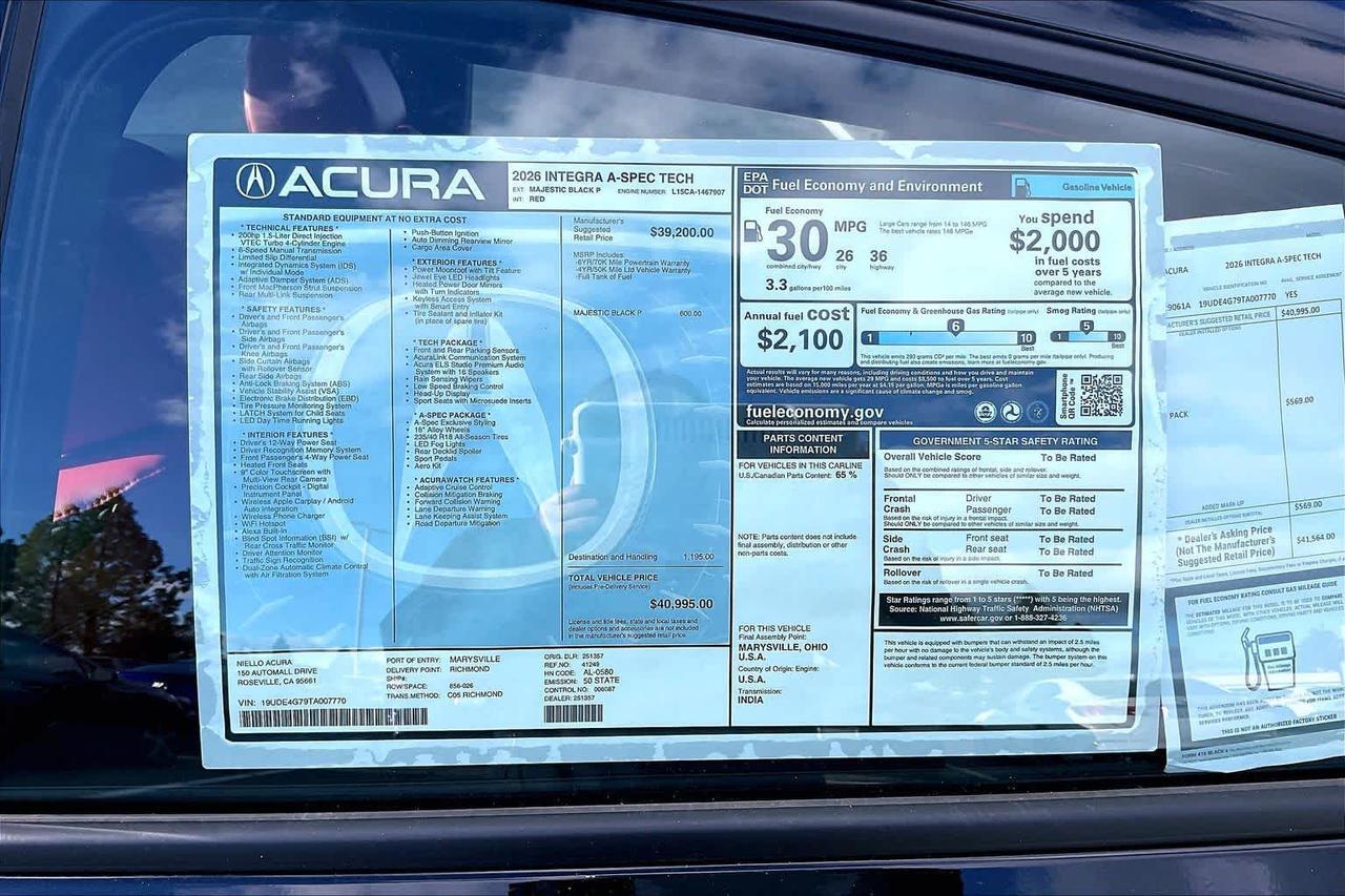 2026 Acura Integra w/A-Spec Technology Package Roseville CA