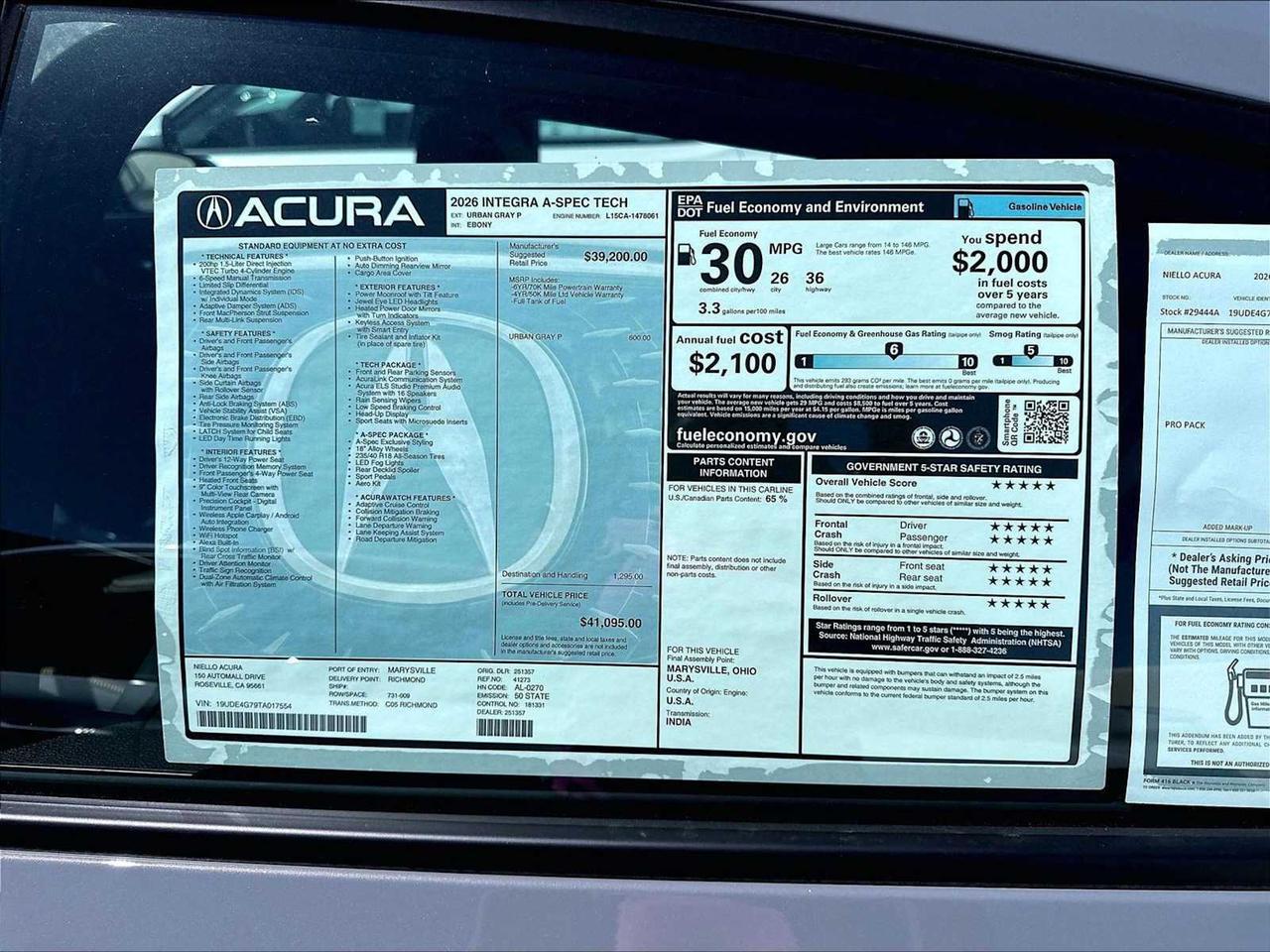 2026 Acura Integra w/A-Spec Technology Package Roseville CA