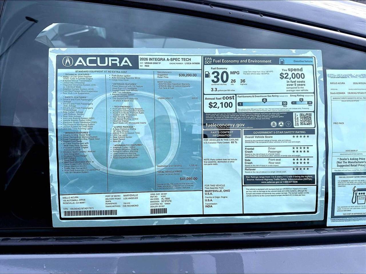 2026 Acura Integra w/A-Spec Technology Package Roseville CA