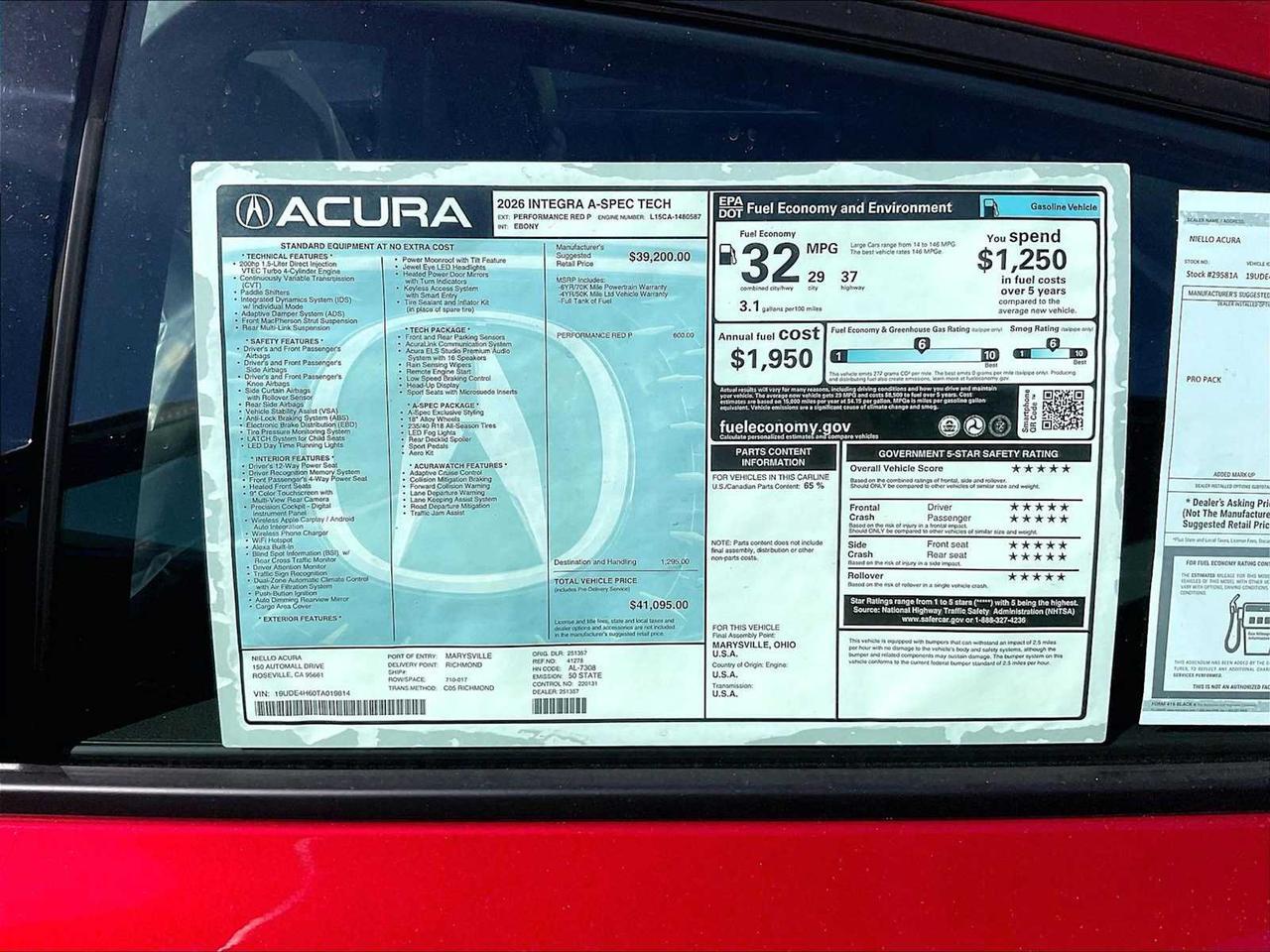 2026 Acura Integra w/A-Spec Technology Package Roseville CA