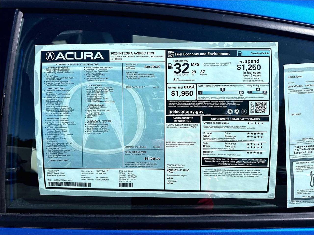 2026 Acura Integra w/A-Spec Technology Package Roseville CA