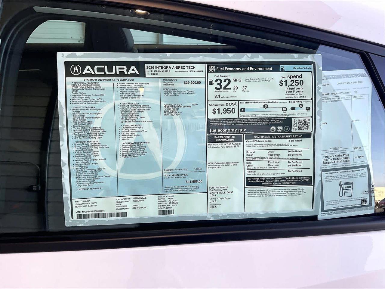 2026 Acura Integra w/A-Spec Technology Package Roseville CA