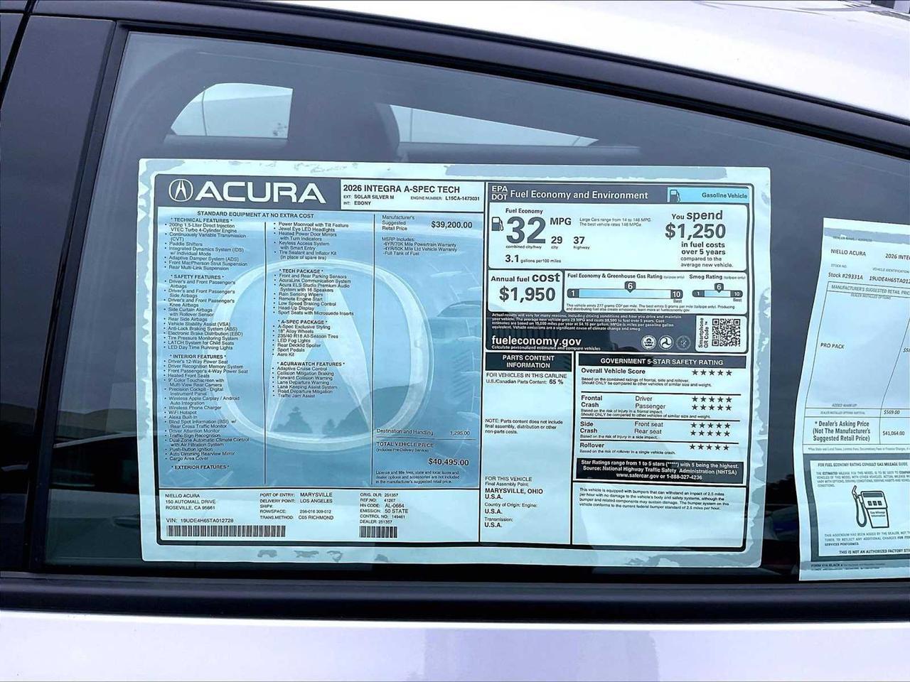 2026 Acura Integra w/A-Spec Technology Package Roseville CA