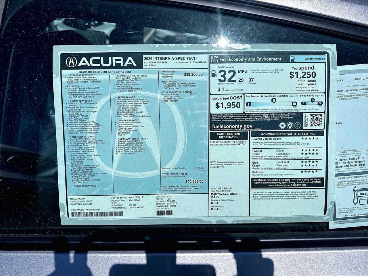 2026 Acura Integra w/A-Spec Technology Package Roseville CA
