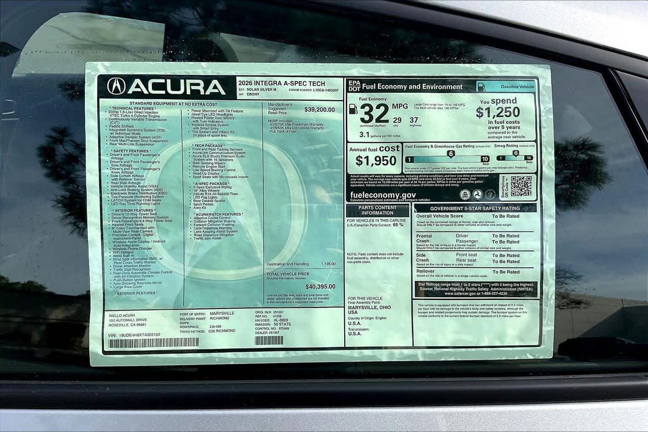 2026 Acura Integra w/A-Spec Technology Package Roseville CA