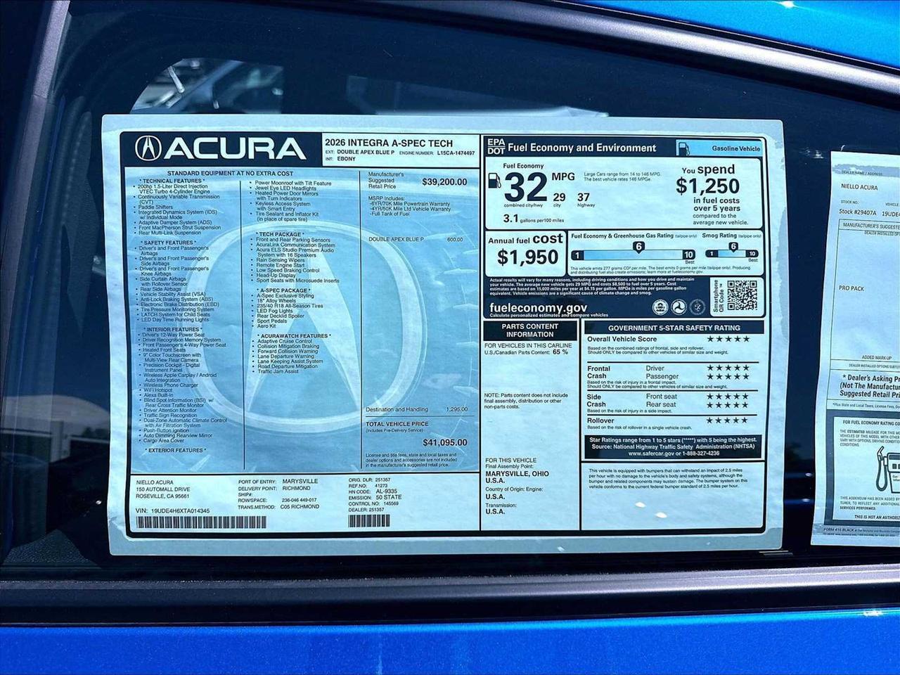 2026 Acura Integra w/A-Spec Technology Package Roseville CA