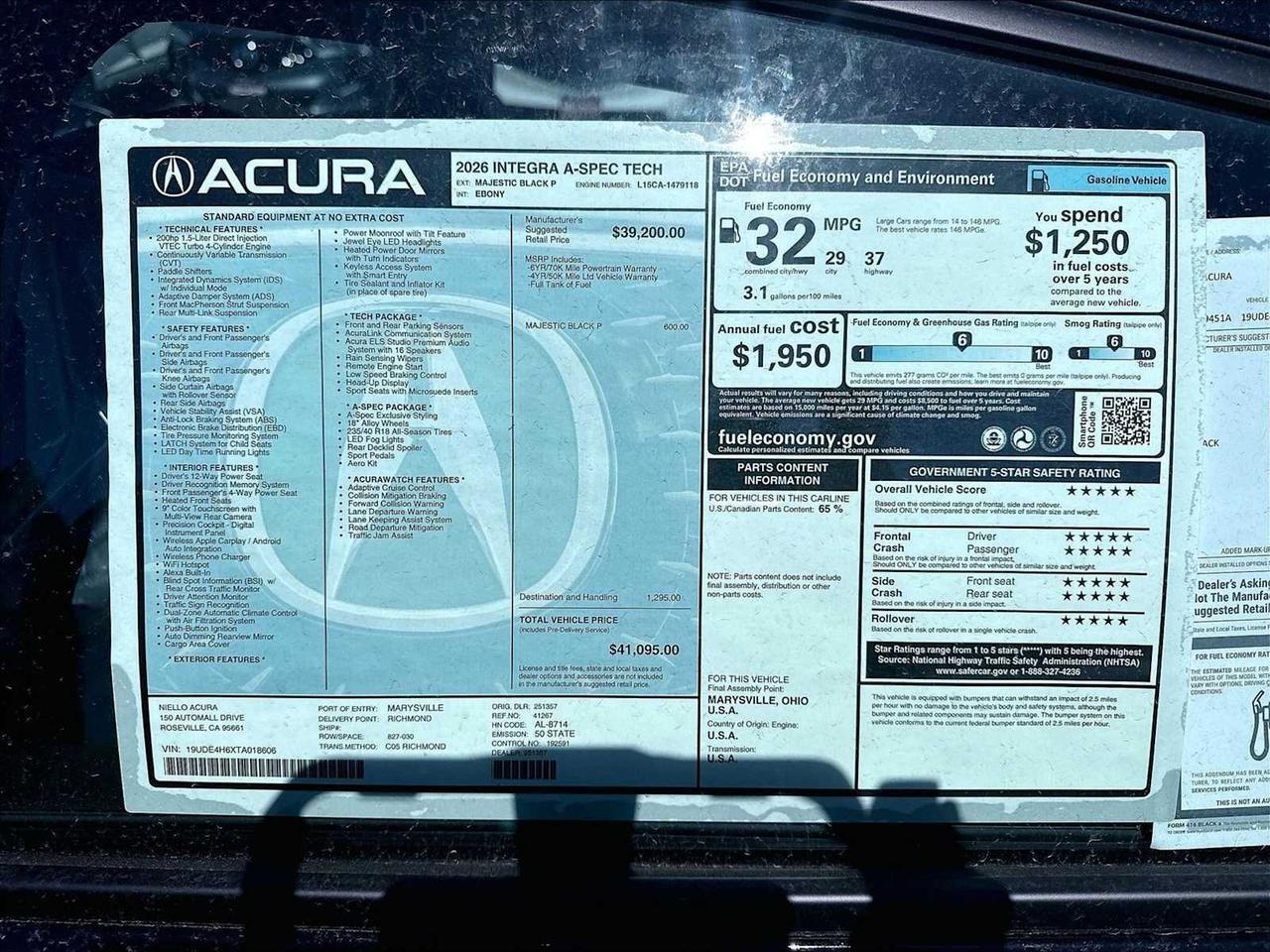 2026 Acura Integra w/A-Spec Technology Package Roseville CA