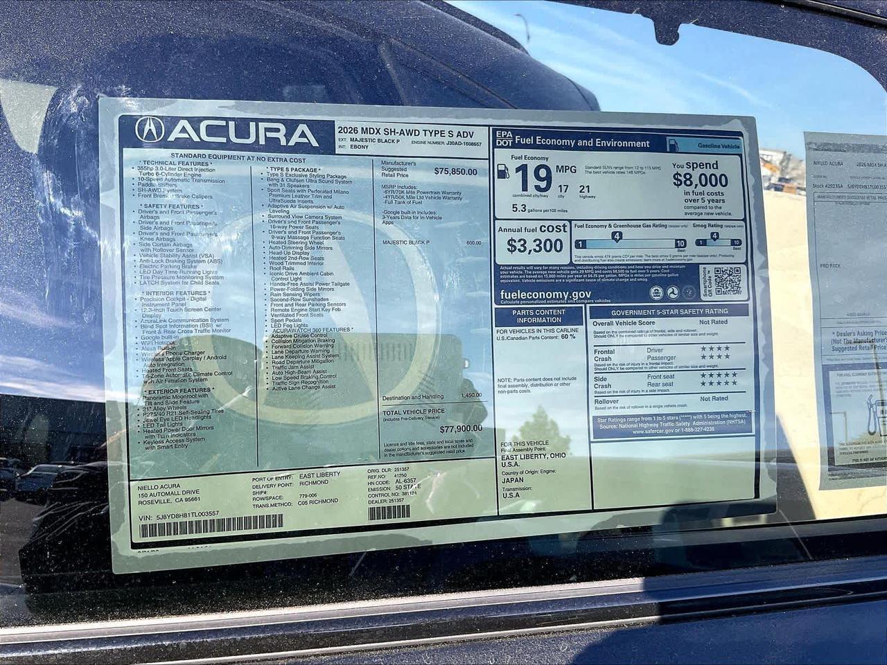 2026 Acura MDX Type S w/Advance Package Roseville CA