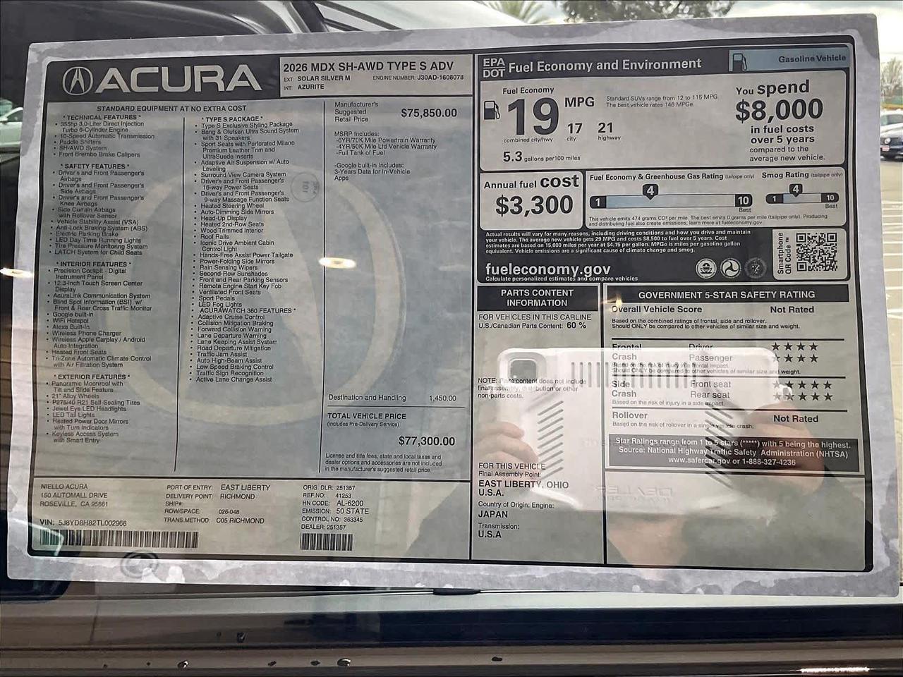 2026 Acura MDX Type S w/Advance Package Roseville CA