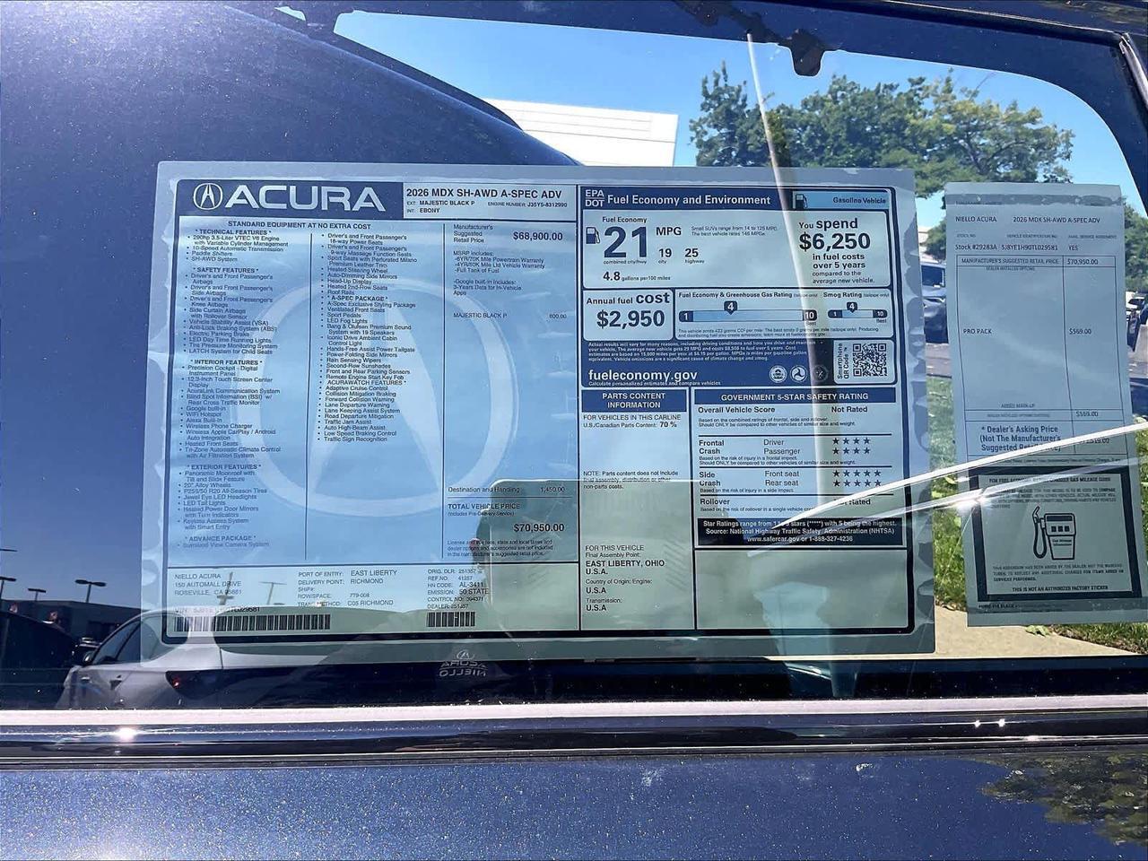 2026 Acura MDX w/A-Spec Advance Package Roseville CA