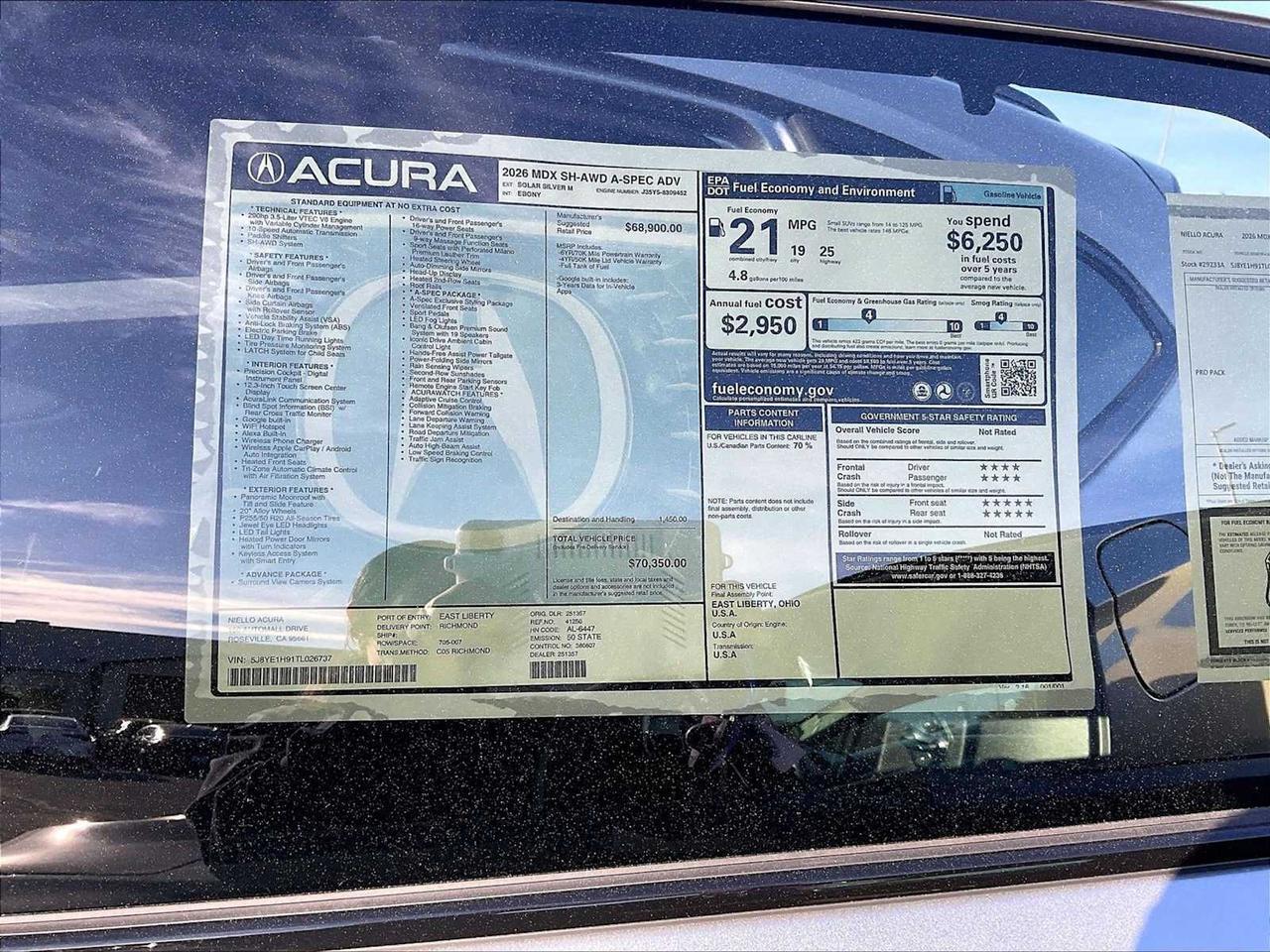 2026 Acura MDX w/A-Spec Advance Package Roseville CA