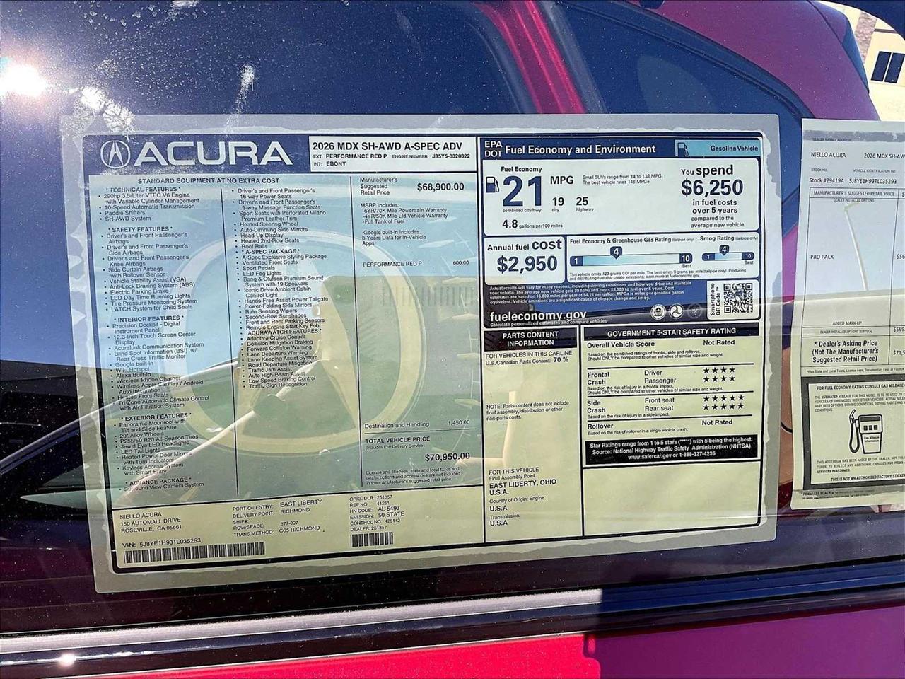 2026 Acura MDX w/A-Spec Advance Package Roseville CA