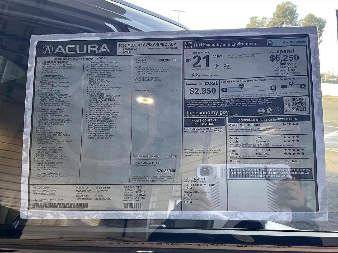 2026 Acura MDX w/A-Spec Advance Package Roseville CA