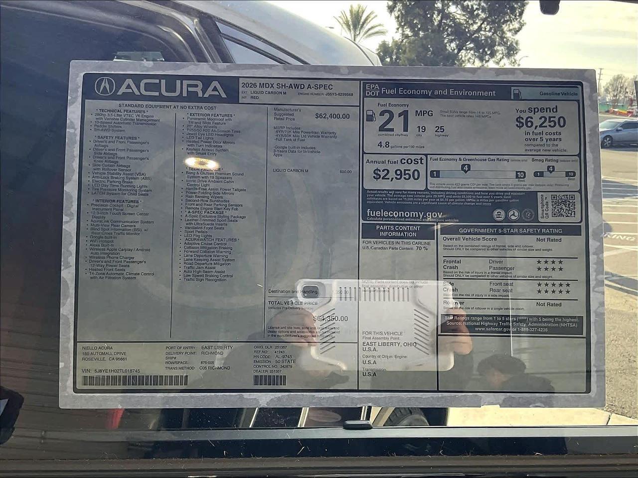 2026 Acura MDX w/A-Spec Package Roseville CA
