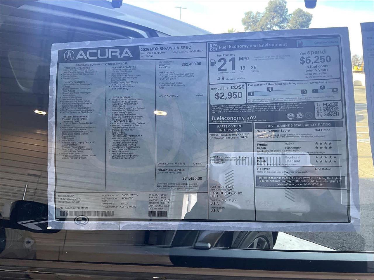 2026 Acura MDX w/A-Spec Package Roseville CA