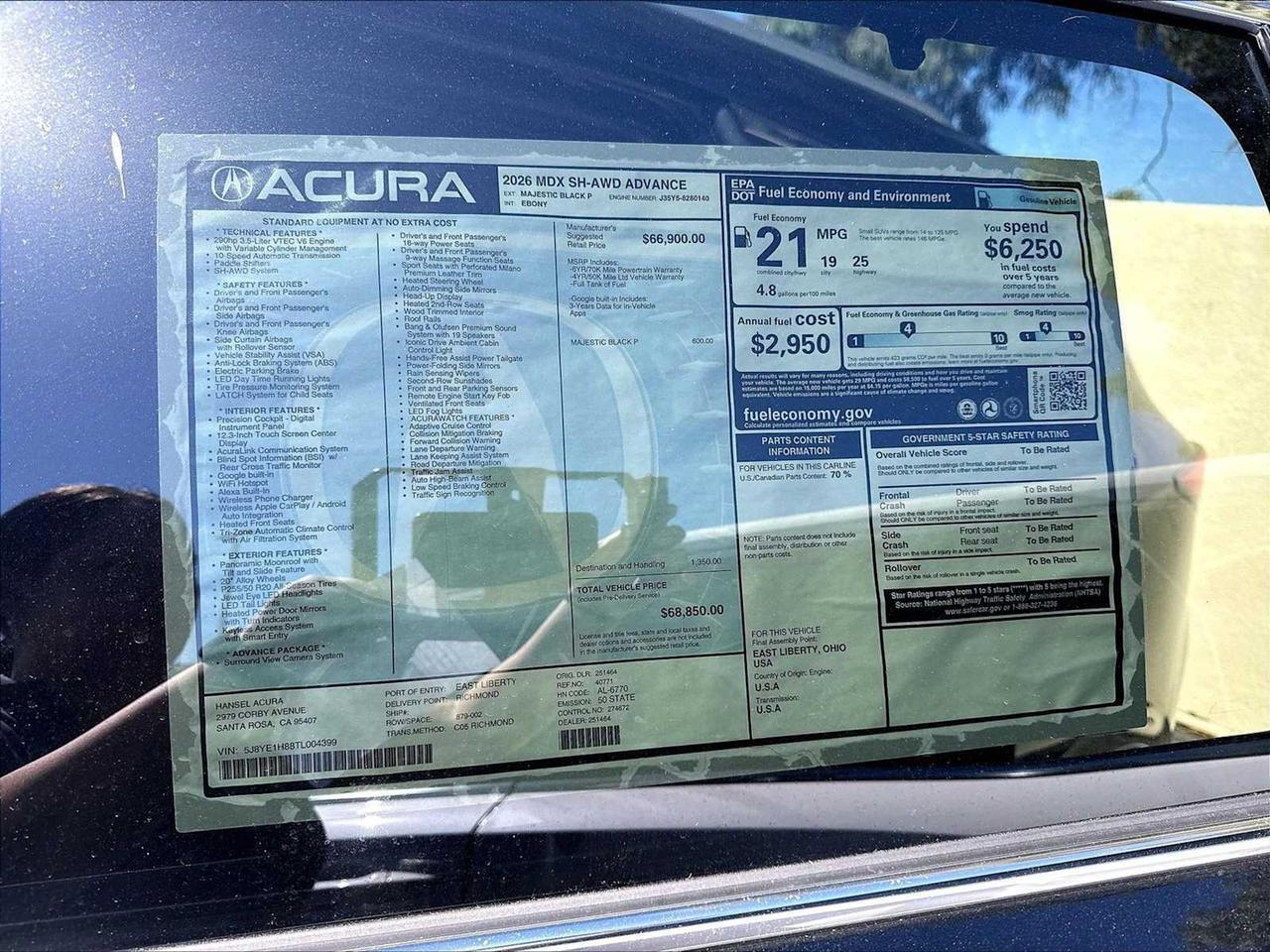 2026 Acura MDX w/Advance Package Roseville CA