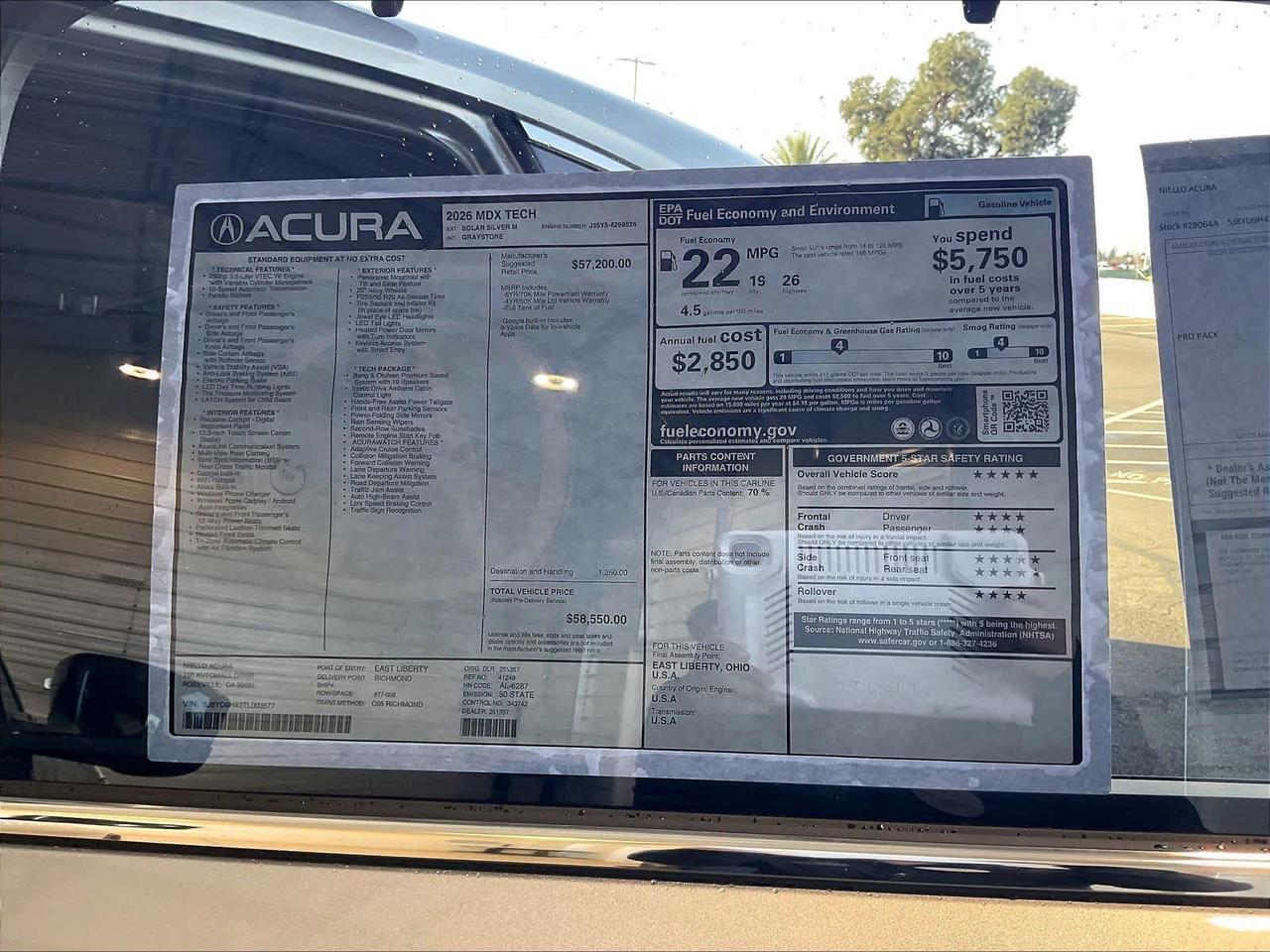 2026 Acura MDX w/Technology Package Roseville CA