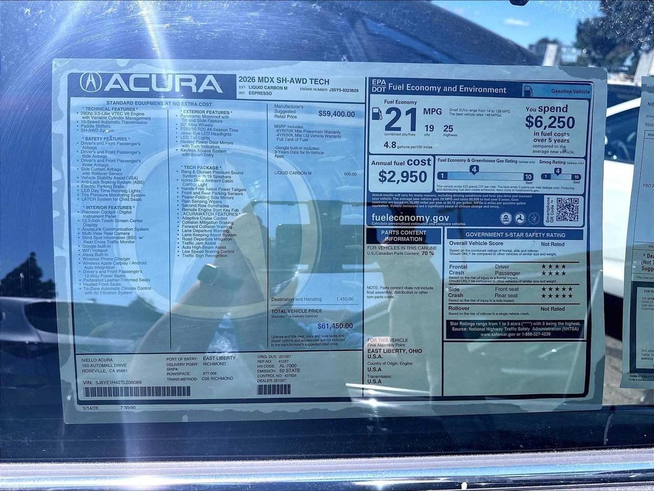 2026 Acura MDX w/Technology Package Roseville CA