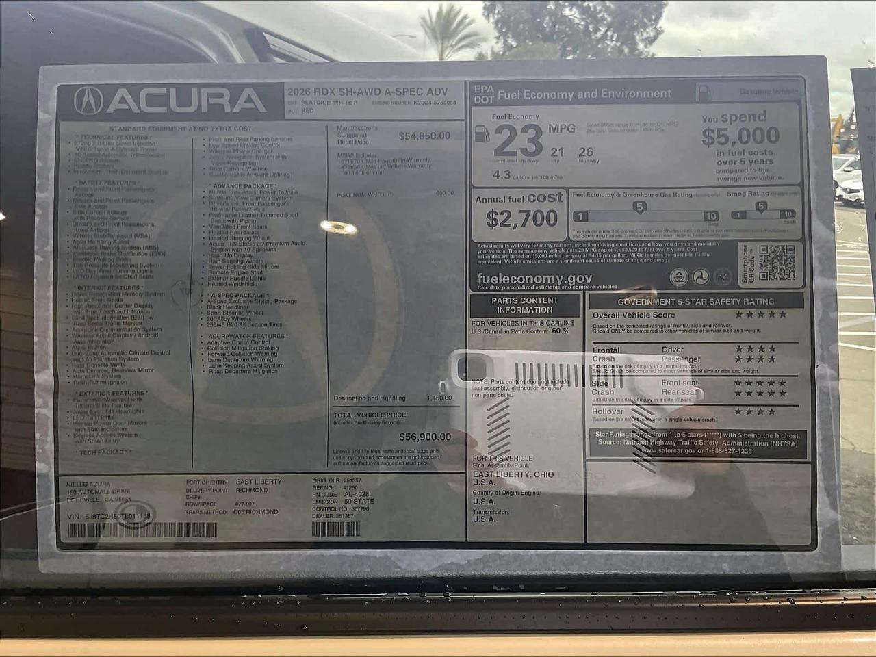 2026 Acura RDX w/A-Spec Advance Package Roseville CA