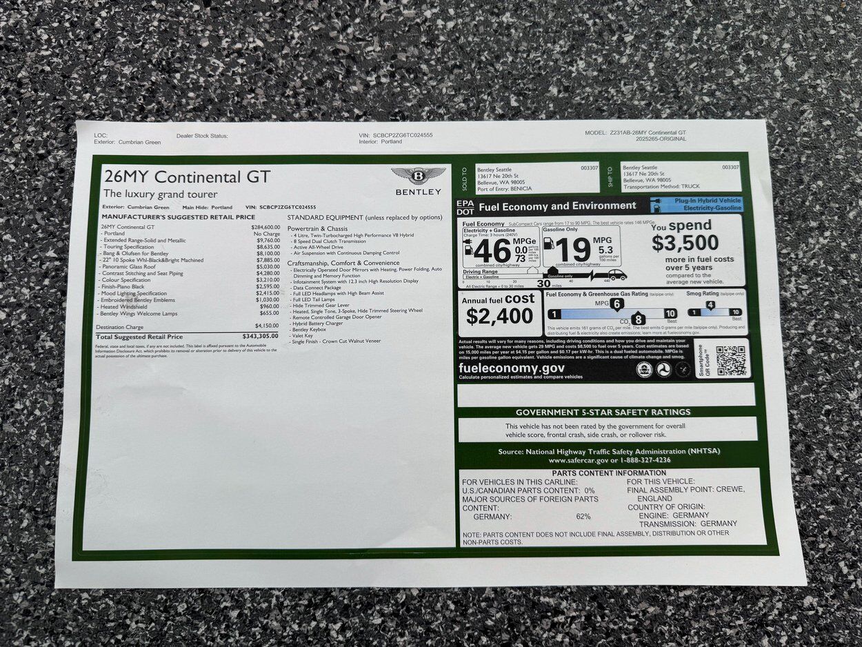 2026 BENTLEY CONTINENTAL GT Bellevue WA