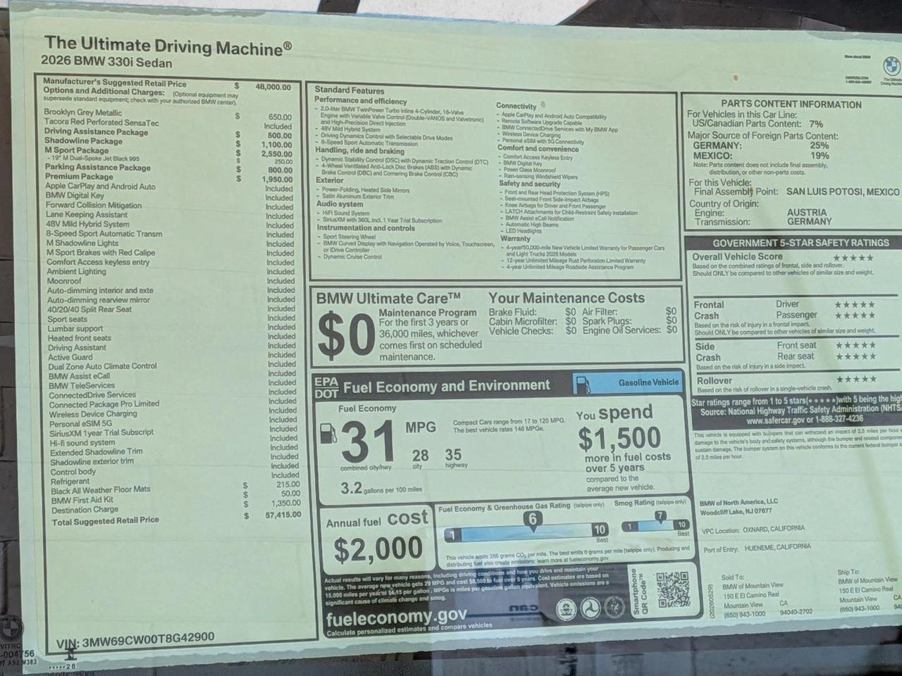 2026 BMW 3 Series 330i NA Roseville CA