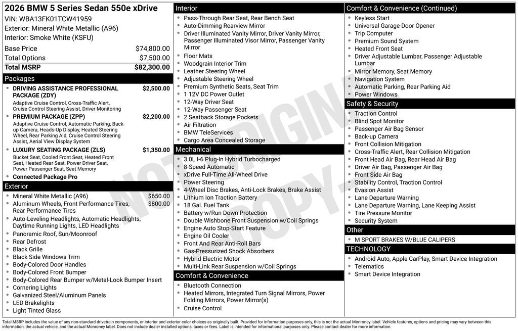 2026 BMW 5 Series 550e xDrive San Clemente CA