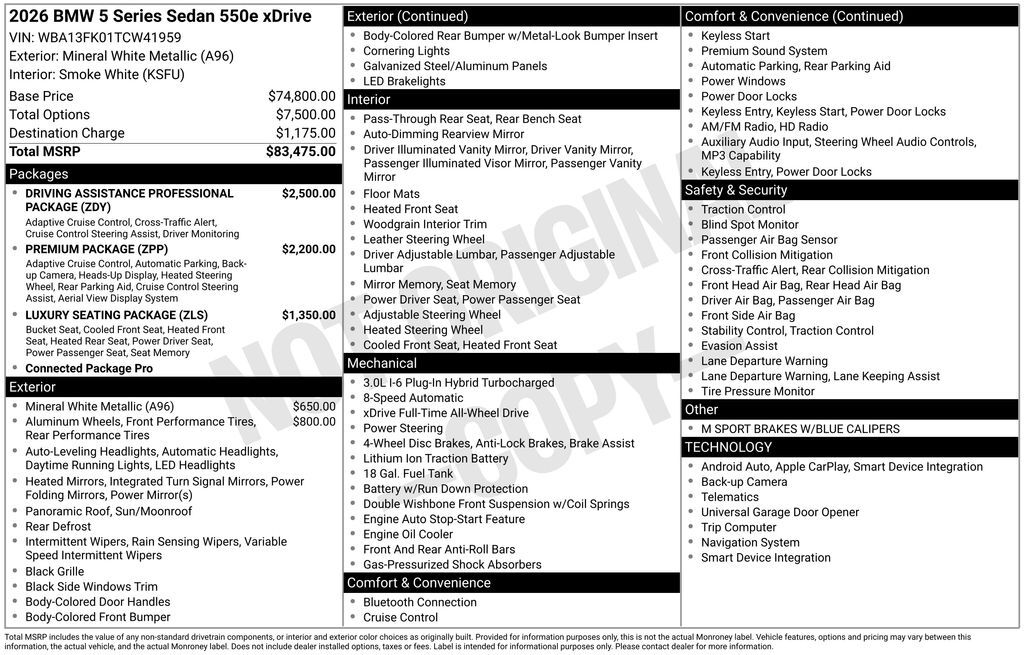 2026 BMW 5 Series 550e xDrive San Clemente CA