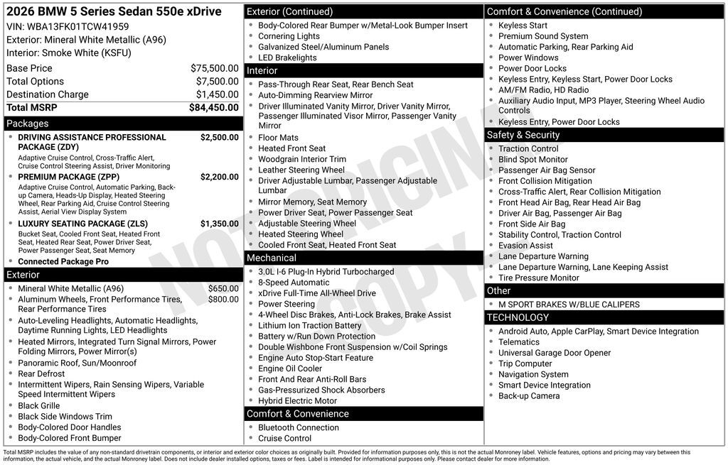 2026 BMW 5 Series 550e xDrive San Clemente CA