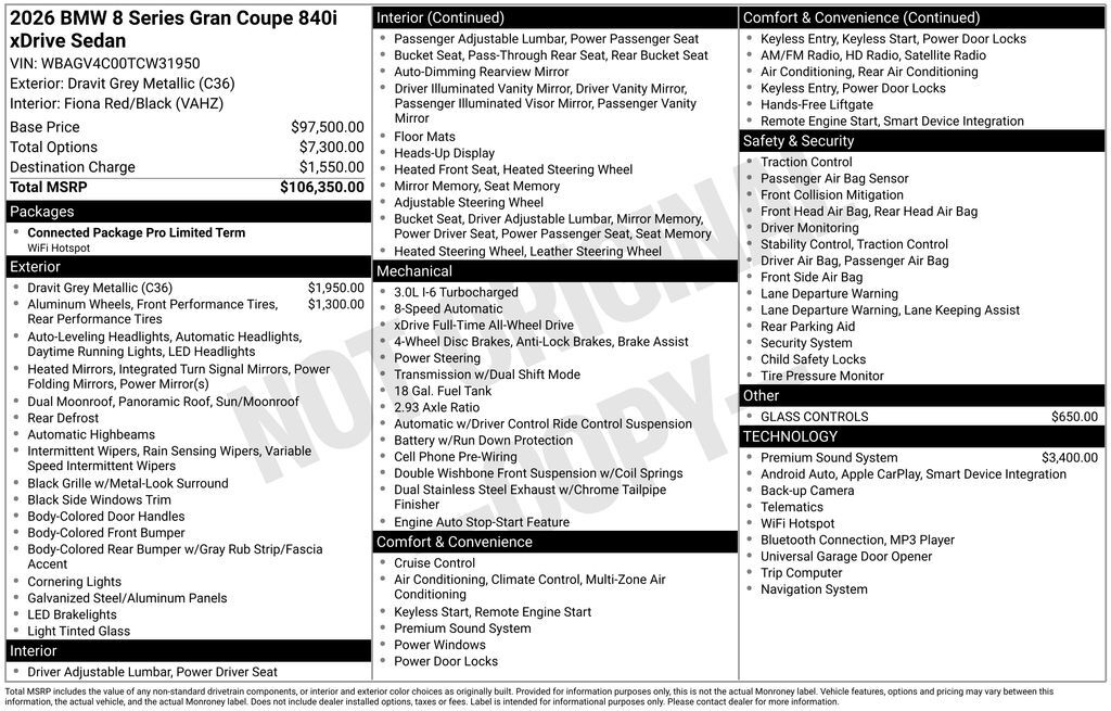 2026 BMW 8 Series 840xi GC San Clemente CA