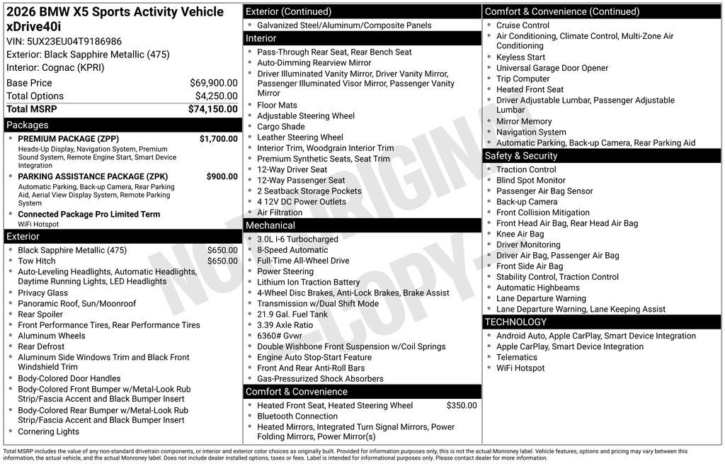 2026 BMW X5 xDrive40i San Clemente CA