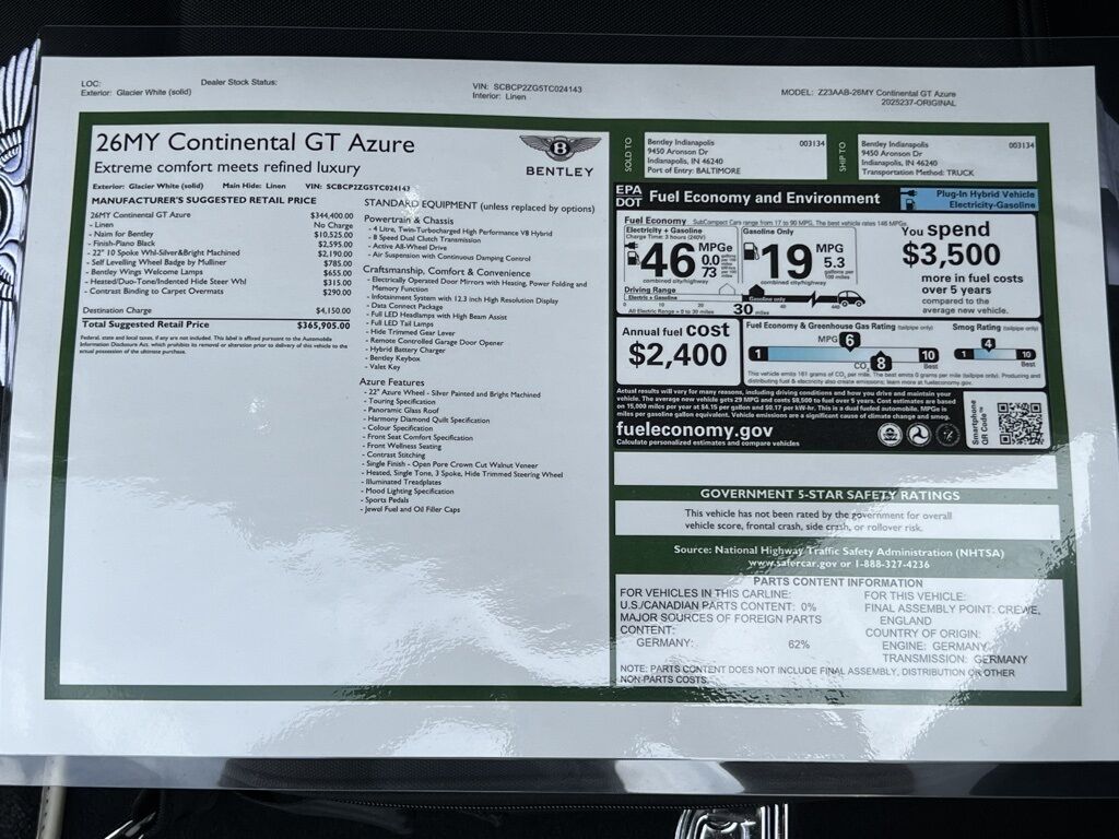 2026 Bentley Continental GT Azure Indianapolis IN
