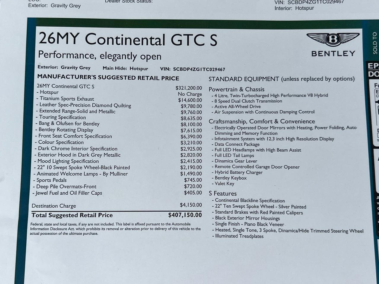 2026 Bentley Continental GTC Indianapolis IN