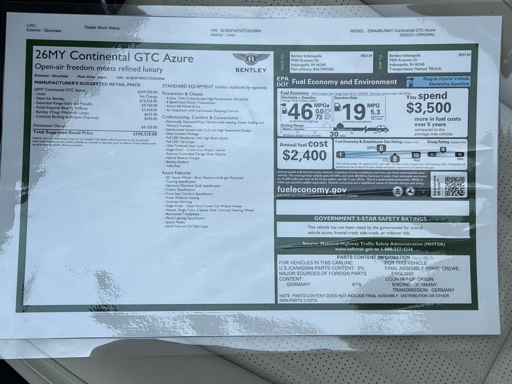 2026 Bentley Continental GTC Azure Indianapolis IN