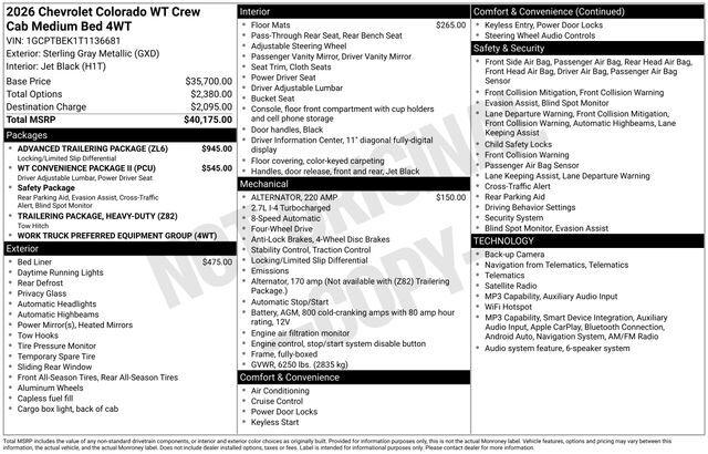 2026 Chevrolet Colorado Work Truck Raleigh NC