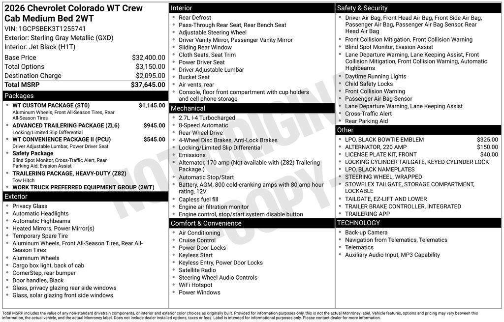 2026 Chevrolet Colorado Work Truck Commerce GA