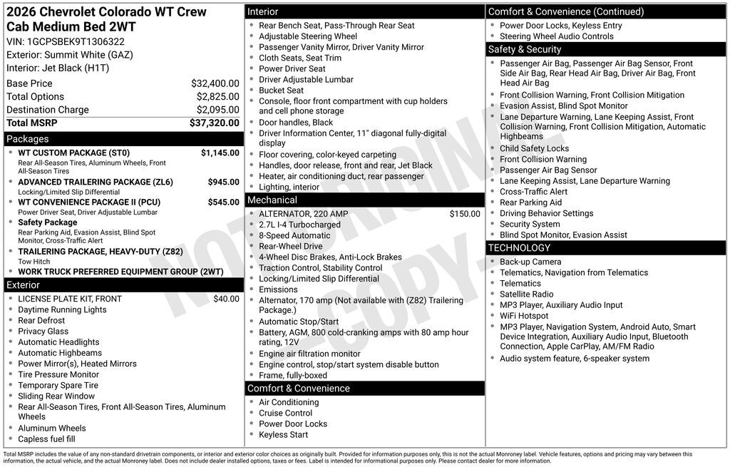 2026 Chevrolet Colorado Work Truck Commerce GA