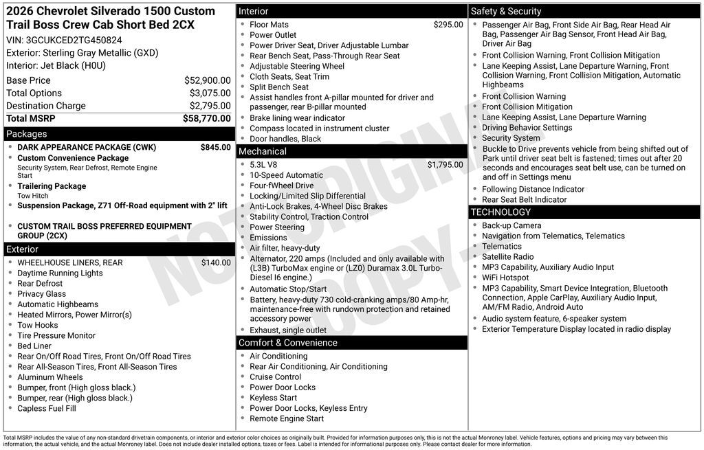 2026 Chevrolet Silverado 1500 Custom Trail Boss Commerce GA