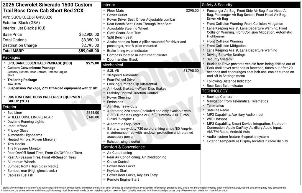 2026 Chevrolet Silverado 1500 Custom Trail Boss Commerce GA